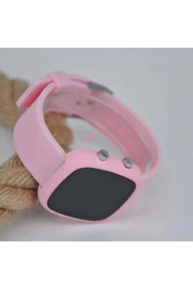 Pembe Silikon Kordonlu Beyaz Led Rakamlı Tuşlu Takvimli Genç Kadın Kol Saati Mls-1005 - 2