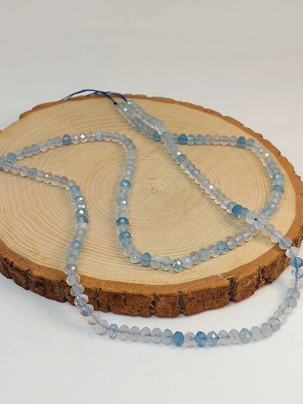 Akuamarin Taşı Rondela Faset Kesim Dizi 4*5mm (45230) - Resim 2