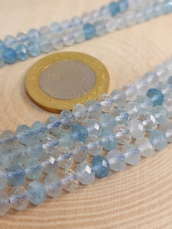 Akuamarin Taşı Rondela Faset Kesim Dizi 4*5mm (45230) ürün görseli