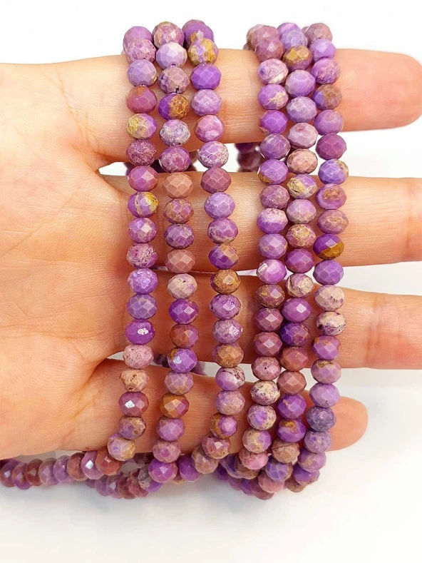 Lepidolit Taşı Rondela Faset Kesim Dizi 4*5mm (45232) ürün görseli