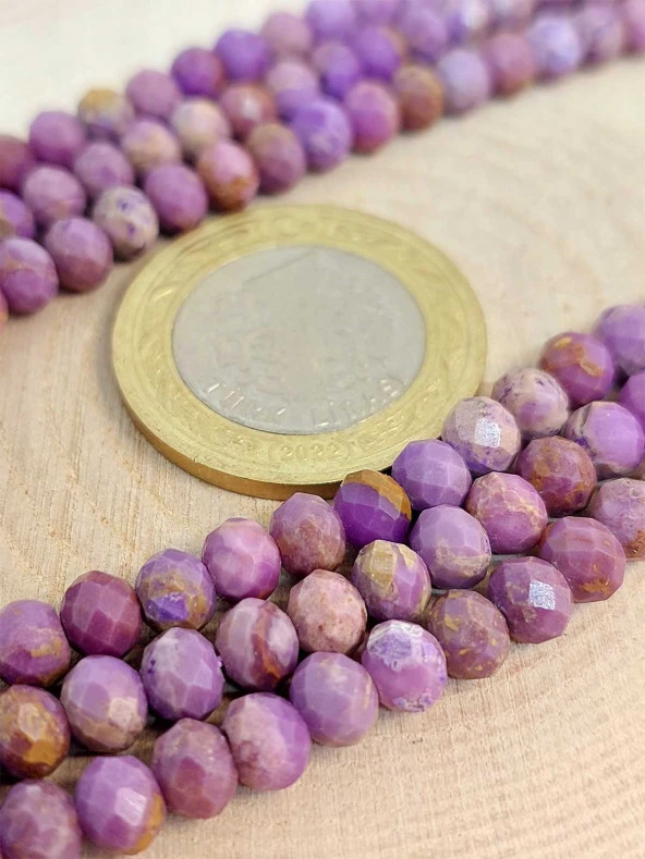 Lepidolit Taşı Rondela Faset Kesim Dizi 4*5mm (45232) - Resim 2