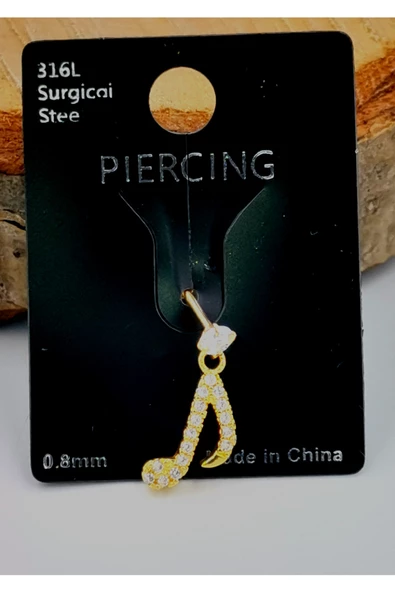 Çelik Zirkon Taşlı Piercing