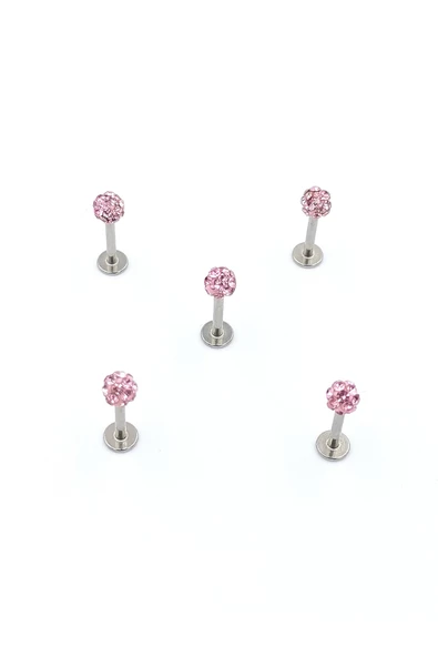 Renkli Taşlı Çelik 5 Adet Kaş Tragus Piercing ürün görseli 1