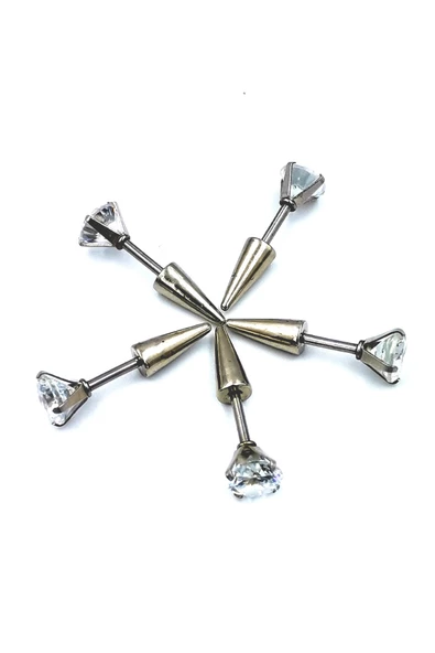 Renkli Taşlı Çelik 5 Adet Kaş Tragus Piercing ürün görseli 1