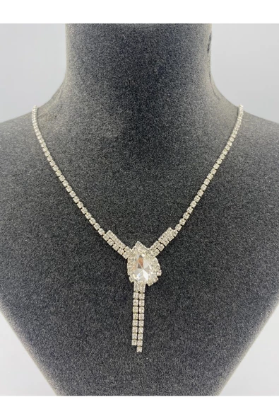 Abiye Zirkon Taşlı Kolye ve Küpe Seti ürün görseli 1