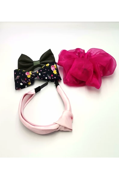 Renkli Desenli Taç Toka Bandana Set