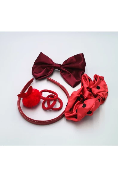 Renkli Desenli Taç Toka Bandana Set ürün görseli 1