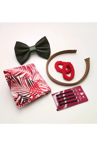 Renkli Desenli Taç Toka Bandana Set