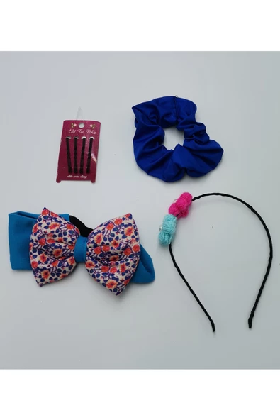 Renkli Desenli Taç Toka Bandana Set ürün görseli 1