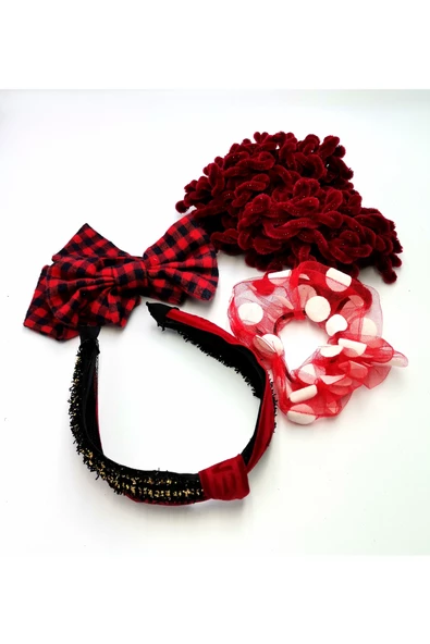 Renkli Desenli Taç Toka Bandana Set