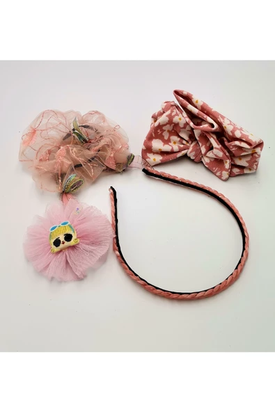 Renkli Desenli Taç Toka Bandana Set ürün görseli 1