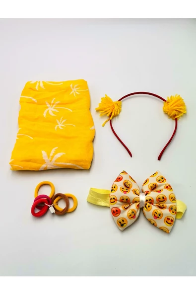 Renkli Desenli Taç Toka Bandana Set