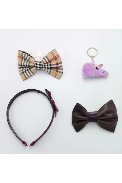 Renkli Desenli Taç Toka Bandana Set