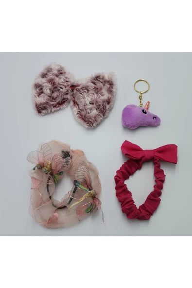 Renkli Desenli Taç Toka Bandana Set ürün görseli 1