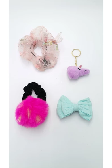 Renkli Desenli Taç Toka Bandana Set ürün görseli