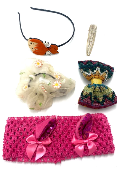 Renkli Desenli Taç Toka Bandana Set