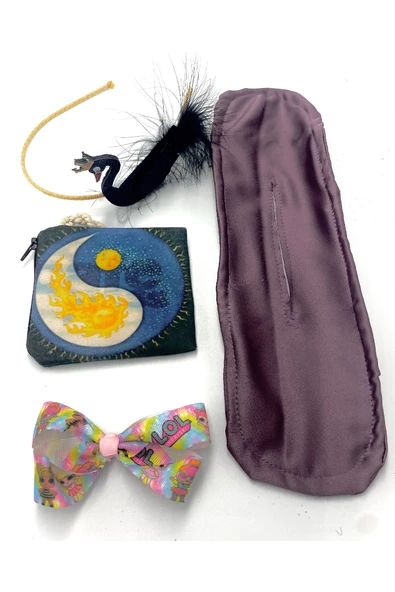 Renkli Desenli Taç Toka Bandana Set ürün görseli