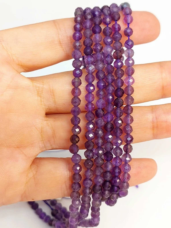 Ametist Taşı Faset Kesim Dizi 3.5mm (45246)