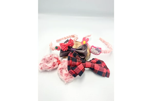 Renkli Desenli Taç Toka Bandana Set