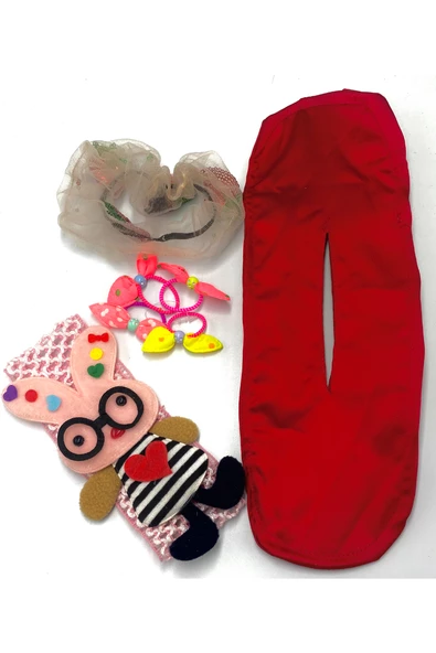 Renkli Desenli Taç Toka Bandana Set ürün görseli