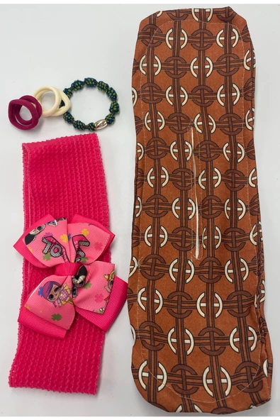 Renkli Desenli Taç Toka Bandana Set ürün görseli 1