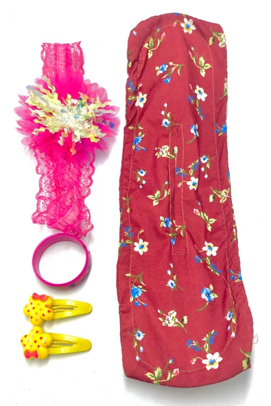 Renkli Desenli Taç Toka Bandana Set ürün görseli 1