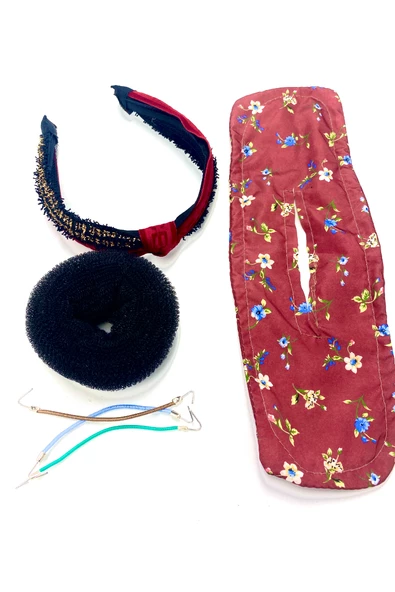 Renkli Desenli Taç Toka Bandana Set