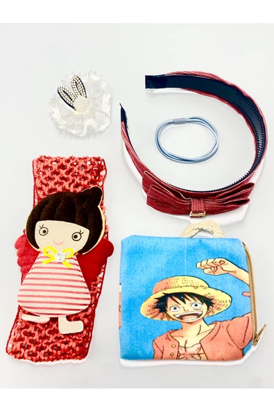 Renkli Desenli Taç Toka Bandana Set