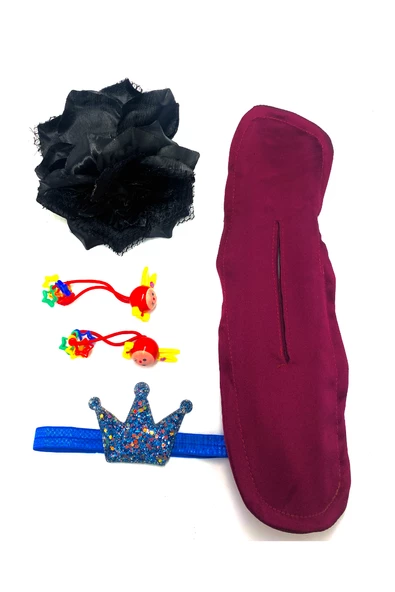 Renkli Desenli Taç Toka Bandana Set ürün görseli 1