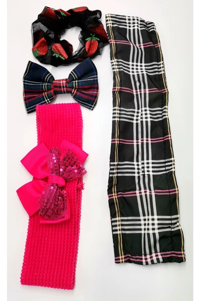 Renkli Desenli Taç Toka Bandana Set