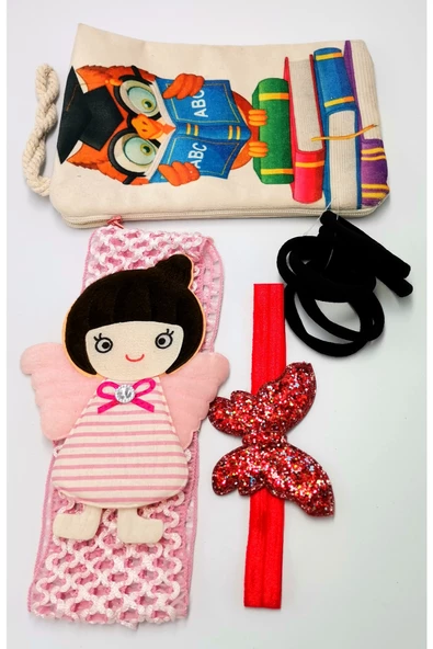 Renkli Desenli Taç Toka Bandana Set ürün görseli 1