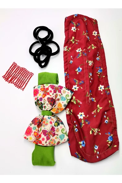 Renkli Desenli Taç Toka Bandana Set ürün görseli 1