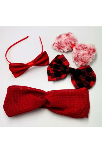 Renkli Desenli Taç Toka Bandana Set ürün görseli 1