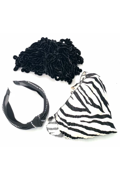 Renkli Desenli Taç Toka Bandana Set
