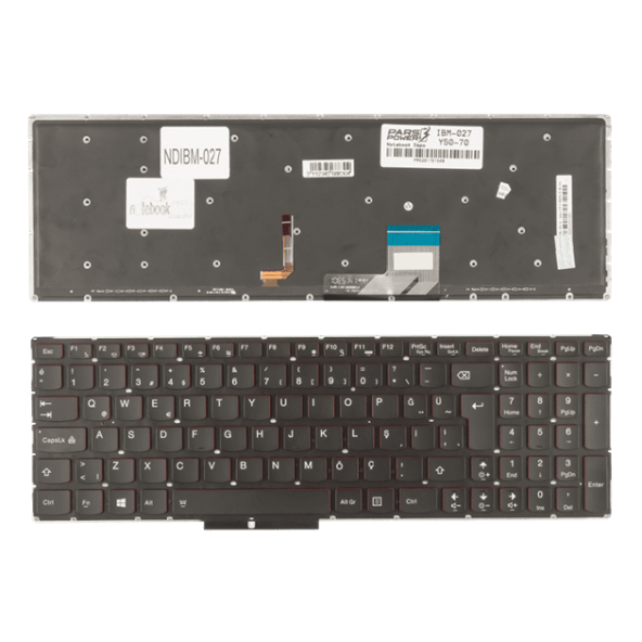 Lenovo Y7070, Y70-70, Y7080, Y70-80 Notebook Klavye Işıklı (Siyah TR) - 2
