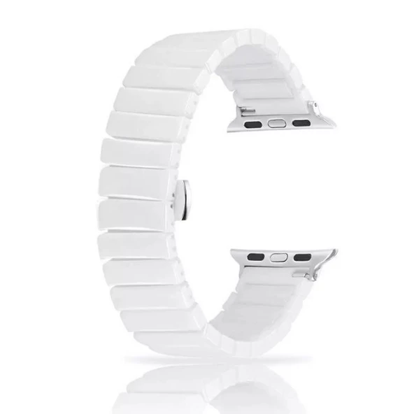 Gpack Apple Watch 9 41mm Kordon Parlak Seramik Kaplama Yatay Görünüm Yandan Çıtçıt ZR - Resim 4