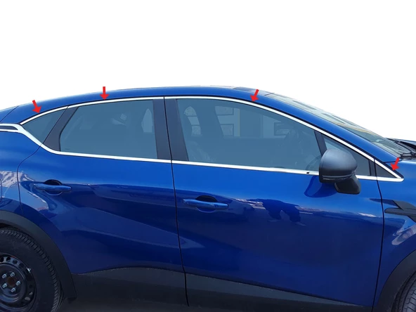 OMSA Renault Captur 2 Krom Üst Cam Çerçeve 8 Parça 2019 ve Sonrası - 1