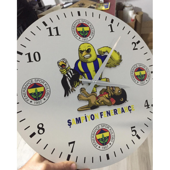Ledli Ahşap Duvar Saati - Şampiyon Fenerbahçe 40 x 40