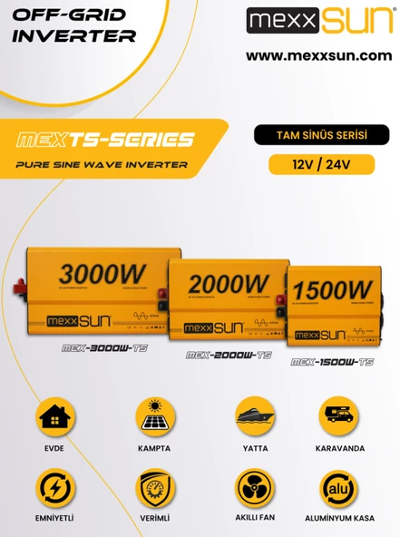 MEXXSUN 2000 W Watt Tam Sinüs Inverter 12v-220v Invertör - 6