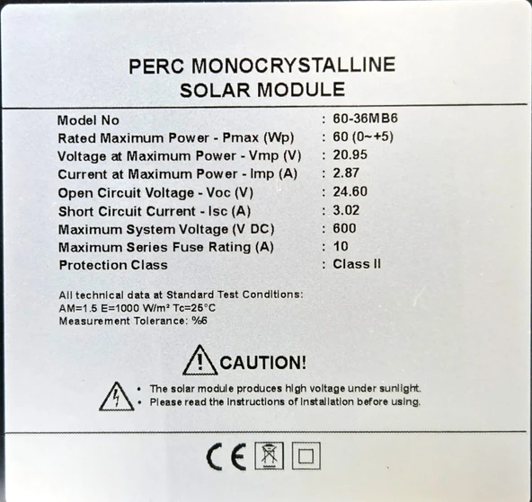 50 W 60W Güneş Paneli Solar Perc Monokristal - 6