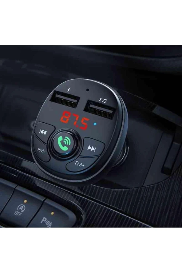 Araba Araç Fm Transmitter Bluetooth Bağlantısı ve Tablet Telefon Şarj Çağrı Yanıtlama Çift Usb C26