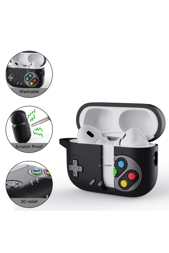 Airpods Pro 2 ile uyumlu Kulaklık Kılıfı Yumuşak Soft Dokunuş Retro Görünümlü Nint-endo - 4