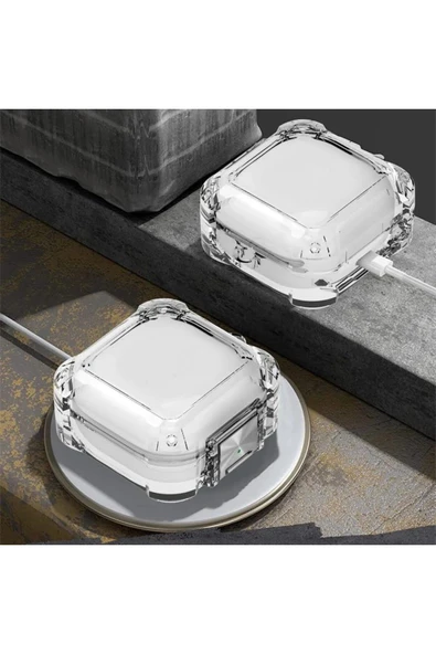 Galaxy Buds Fe ile uyumlu Transparan Şeffaf Renkli Forever Kancalı Sert Koruma Toz Kirden Koruyan - Resim 5