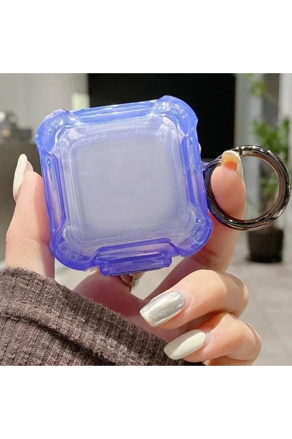 Galaxy Buds Fe ile uyumlu Transparan Şeffaf Renkli Forever Kancalı Sert Koruma Toz Kirden Koruyan