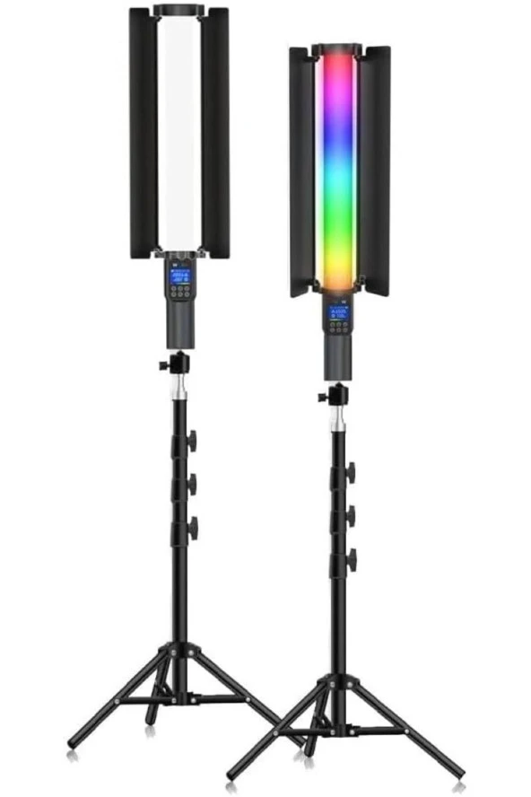 Stick Rgb Led Işık Tripod Ayak Dahil Fotoğraf Video Çekimi Oled Ekran 12 Farklı Işık Kumandalı FL600