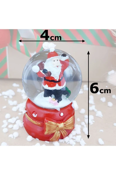 Noel Baba Kardan Adam 3'lü Set Cam Küre Işıklı Dekoratif Yılbaşı Özel Tasarım 6cm x 4cm No:5 - 6