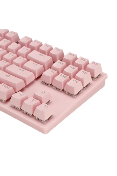 Leaven K550 Kablolu Klavye Led Rgb 87 Tuşlu Mekanik Oyuncu Işıklı Pembe Klavye - Mavi Switch - 6