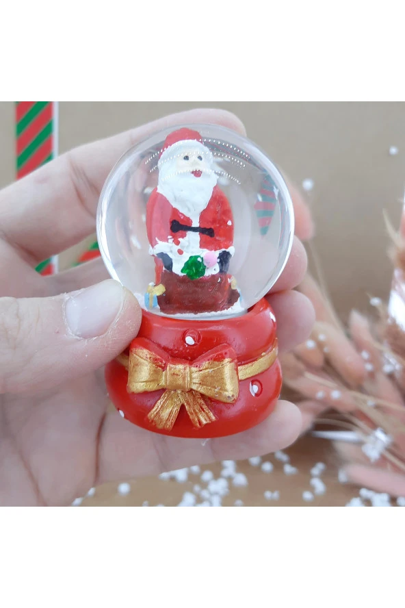 Noel Baba Kardan Adam 3'lü Set Cam Küre Işıklı Dekoratif Yılbaşı Özel Tasarım 6cm x 4cm No:5 - 2