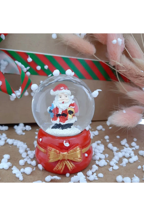 Noel Baba Cam Küre Masaüstü Aydınlatma Dekoratif Yılbaşı Doğum Günü Özel Tasarım 6cm x 4cm No:9