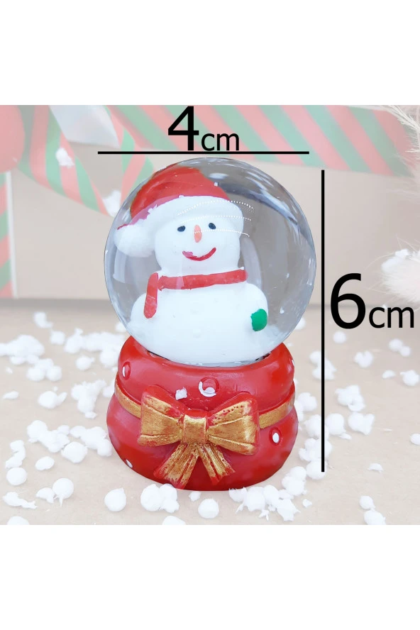 Kardan Adam Cam Küre Masaüstü Aydınlatma Dekoratif Yılbaşı Doğum Günü Özel Tasarım 6cm x 4cm No:3 - 2